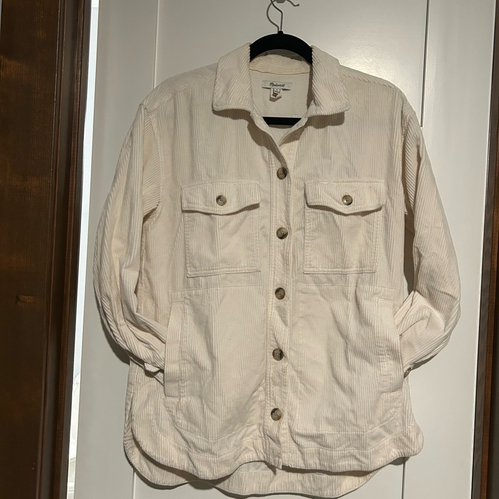Madewell Corduroy Utility Oversized Shaket Cream Size Small